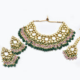 Faiza Pink Green Kundan Set - The Pashm